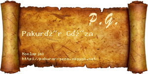 Pakurár Géza névjegykártya