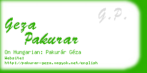 geza pakurar business card